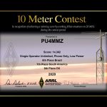 ARRL  10M CONTEST – 2020 – 6º no Brasil, 7º na América do Sul e 8º DX – PU4MMZ