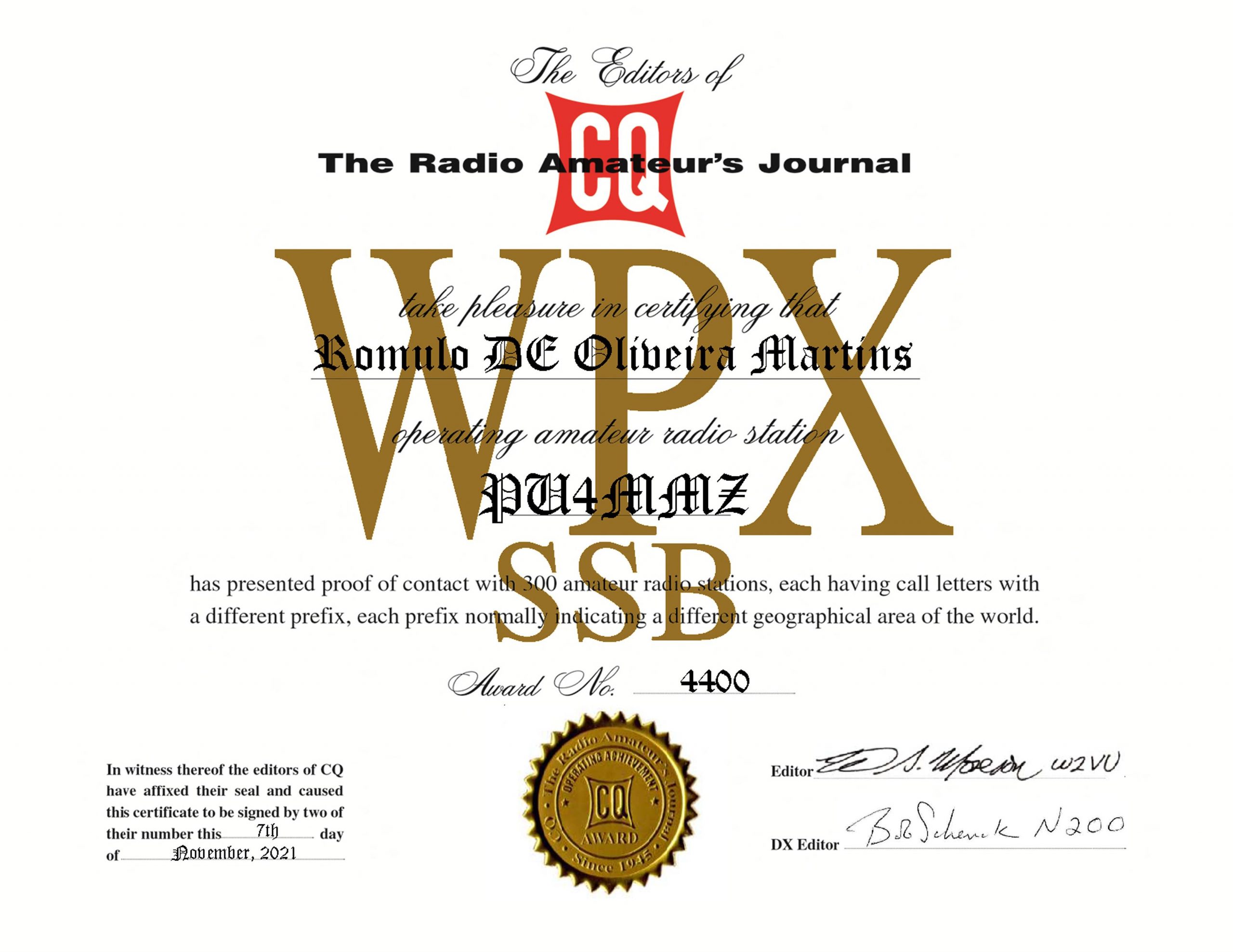 PU4MMZ WPX SSB PDF CERTIFCATE