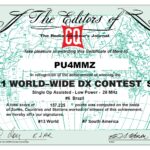 CQ WW DX CONTEST 2021 – Certificado Geral #6º Lugar no Brasil