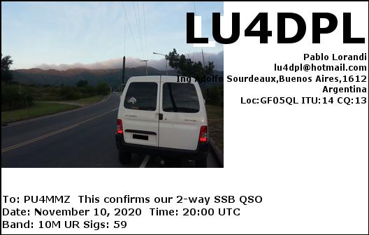 Eqsl lu4dpl 20201110 202300 10m ssb 1