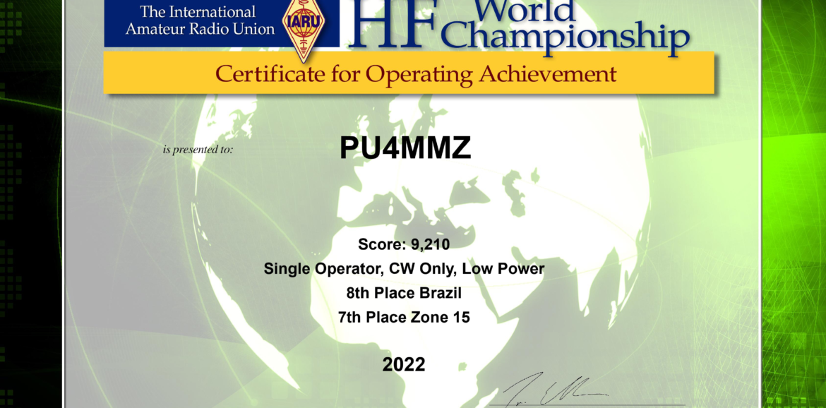 Arrl 2022 Iaru Hf Certificado Cw 8place Brazil, 7th Place Zone15 Pu4mmz