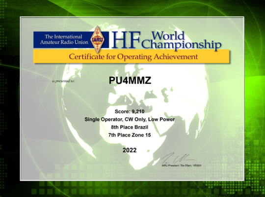 Arrl 2022 Iaru Hf Certificado Cw 8place Brazil, 7th Place Zone15 Pu4mmz